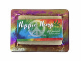 Glass Soap Tray 'psychedelic waves' with Earth-Friendly Soap 'hippie hemp' Gift Set - Essential Relaxation