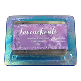 Glass Soap Tray 'blue waves' with Earth-Friendly Soap 'lavenchouli' Gift Set - Essential Relaxation